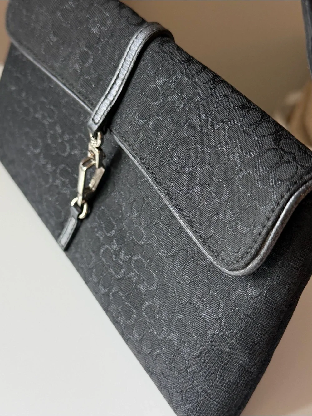 Coach 6380 Hamptons Signature Demi Flap Shoulder Bag Black Jacquard Y2K